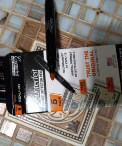 Dri Mark CFD5PK Counterfeit Bill Detector Marker Pen, Made in The USA, 3 Times More Ink, Pocket Size, Fake Money Checker - Money Loss Prevention Tester & Fraud Protection for U.S. Currency (Pack of 5) 5 Pack Pocket Size 19 D1hadsZrxDS
