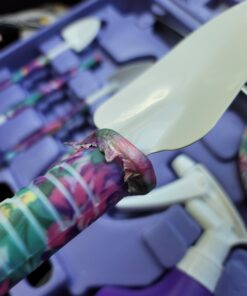 Garden Tools Set, JUMPHIGH 10 Pieces Gardening Tools with Purple Floral Print, Ergonomic Handle Trowel Rake Weeder Pruner Shears Sprayer, Garden Hand Tools with Carrying Case Gardening Gifts for Women 29 E1OjUONotKS