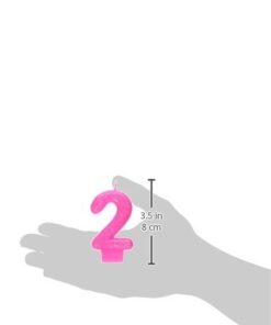 Shimmering Flat Molded Glittered Number 2 Celebration Candle, Pink , 3" Wax 7 213 SW4yftL