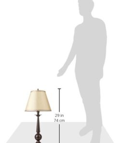 Globe Electric 12398 Set of Two 27" Table Lamps, Bronze Finish, Beige Shades Oil-Rubbed Bronze 29 313h4ew1L