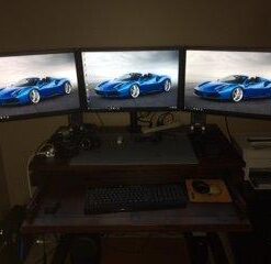 Mount-It! Triple Monitor Mount | 3 Monitor Desk Stand | Fits Three Computer Screens 19 20 21 22 23 24 Inches | C-Clamp Base | Heavy Duty Full Motion Tri Arms | VESA 75 100 Compatible up to 24 inches 56 315a5sUxz3L