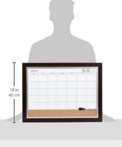 Quartet Whiteboard Calendar & Corkboard, Magnetic, White Board & Cork Bulletin Board Combo, 17" x 23", Wood Finish Frame (22476) 1 Board 36 3166ss0 wOL