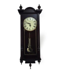 Bedford Clock Collection Grand 31" Antique Mahogany Cherry Oak Chiming Wall Clock with Roman Numerals