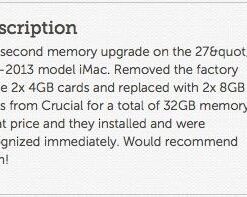 16GB kit (8GBx2), 204-pin SODIMM, DDR3 PC3-12800, 16GB Kit (8GBx2) 33 319VtttSpBL