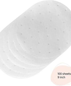 Kana Premium Perforated Parchment Air Fryer Paper Liners - 100 Eco-Friendly Pack - For Bamboo Steamer, Steaming Basket, Rice, Dim Sum (9 inch) 9 Inch 12 31GPIcPKokL