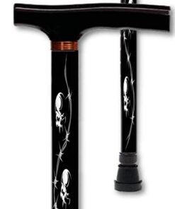 Alternative view of Walking Cane T Handle Derby Adjustable Aluminum Skulls with Barbed Wire Men or Women
