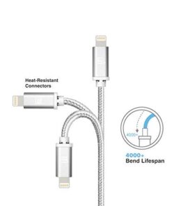LAX iPhone Charger Lightning Cable - MFi Certified Durable Braided Apple Lightning USB Cord for iPhone 11/11 Pro Max/XS Max/X/iPad, iPod & More 10 Feet Silver 16 31JHiRuzoL