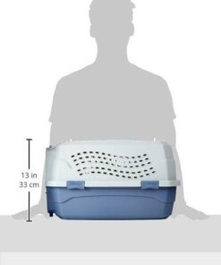Amazon Basics - 2-Door Top-Load Hard-Sided Dogs, Cats Pet Travel Carrier, Gray & Blue, 22.8"L x 15.0"W x 13.0"H Two-Door Top-Load 58 31K3GyJS8JL