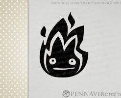 So Cool Stuff Calcifer Flame JDM - Vinyl 5.5" Tall (Color: Black) Decal Laptop Tablet Skateboard car Windows Stickers