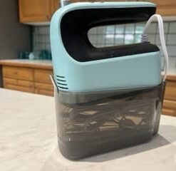 Yomelo 9-Speed Digital Hand Mixer Electric, 400W Powerful DC Motor, Baking Mixer Handheld with Snap-On Storage Case, Touch Button, Turbo Boost, Dough Hooks, Whisk (Ice Blue) Ice Blue 35 31LNSkCjSoL