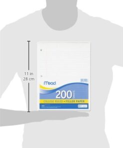 Mead Loose Leaf Paper, Notebook Paper, College Ruled Filler Paper, Standard, 8.5 x 11, 200 Sheets (17208), White Pack of 1 15 31LR6PpPKUL