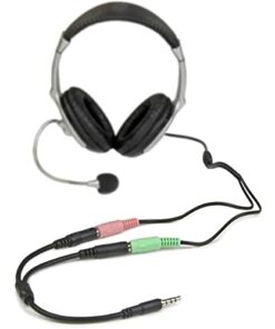 StarTech.com Headset Adapter, Microphone and Headphone Splitter - 3.5mm Male Aux to 3.5mm Female Audio & Mic Combo Jack Y Cable for Laptop / PC (MUYHSMFF) Black Male to Female 29 31LZXQMj3gS