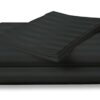 CrystalTowels Microfiber Bed Sheets Set - 4-Piece Soft Sheet Set, Stripe Pattern w/Sateen Finish, Queen Size Sheets Deep Pocket Set - Black
