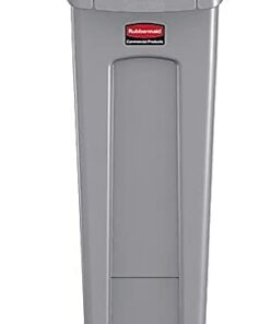 Rubbermaid Commercial Products Slim Jim Plastic Rectangular Trash/Garbage Can with Venting Channels, 23 Gallon, Gray (FG354060GRAY) 1 17 31QJg3JipYS