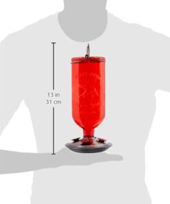 Perky-Pet 8109-2 Antique Glass Bottle Hummingbird Feeder-16-Ounce Capacity, Red beige 1 Count (Pack of 1) Elegant 26 31QpxgtNL3L