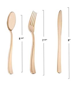 360 Piece Plastic Silverware Set – Disposable Gold Forks, Spoons, Knives – Bulk Flatware Utensil Party Supplies for Wedding, Birthday, All Occasions Metallic Gold 21 31Tp 2KLkdS