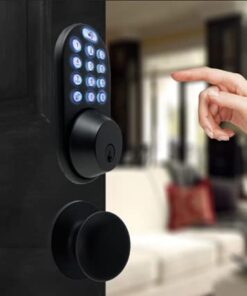 MiLocks TFK-02OB Digital Deadbolt Door Lock and Passage Lever Handle Combo with Keyless Entry via Keypad Code for Exterior Doors, Oil Rubbed Bronze 16 31W16VOTaNL