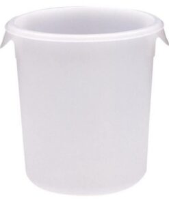 Rubbermaid Commercial Products Plastic Round Food Storage Container for Kitchen/Food Prep/Storing, 4 Quart, White, Container Only (FG572100WHT)