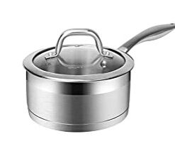 Duxtop Professional Stainless Steel Sauce Pan with Lid, Kitchen Cookware, Induction Pot with Impact-bonded Base Technology, 1.6 Quart 16 31cZoLy0NjL