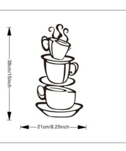 Coffee Cup Double Sided Visual Removable Wall Vinyl Sticker Decals Decor Art Bedroom Design Mural Black 15'' X 8'' 18 31dcGCDOSqL