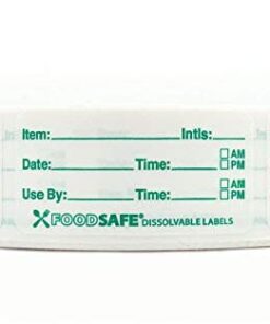 Food Labels Dissolvable by Food Safe - Leaves No Adhesive Residue Dissolves in Water in 30 Seconds Perfect for Reusable Containers - 500 Labels Per Roll Fill in 9 31gaRby9YWL
