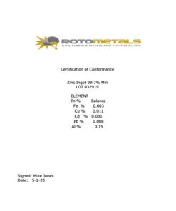 RotoMetals Zinc Ingot 99.7% min About 3.5 pounds Great for Small Castings/Weight- Made in USA 13 31kGpr5J kL