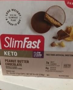SlimFast Low Carb Chocolate Snacks, Keto Friendly for Weight Loss with 0g Added Sugar & 3g Fiber, Peanut Butter Chocolate, 14 Count Box (Packaging May Vary) Peanut Butter Snack Cup 29 31kYC0RzPvL
