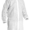 CLEANPRO® Disposable Polypropylene Snap Closure Lab Coats with Elastic Wrists, White, 30 Count Medium