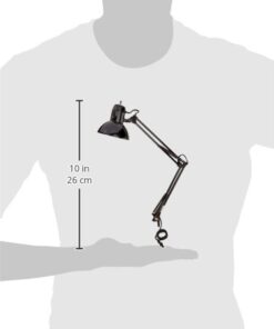 Globe Electric 56963 32" Multi-Joint Desk Lamp with Metal Clamp, Black, LED Bulb Included, On/Off Rotary Switch on Shade, Partially Adjustable Swing Arm, Home Essentials, Reading Light, Office Décor 31.5 inches 26 31upucoW4NL