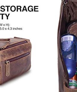 KOMALC Premium Buffalo Leather Unisex Toiletry Bag Travel Dopp Kit Distressed Tan 44 41 4XJRVe4L