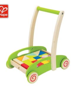 Hape Block and Roll Cart Toddler Wooden Push and Pull Toy Multicolored, L: 13.9, W: 11.1, H: 16.1 inch 9 41 euswGNBL