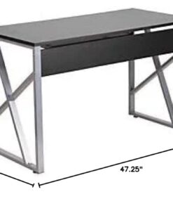 Flash Furniture Salvador Black Computer Desk with Pull-Out Keyboard Tray and Cross-Brace Frame 17 41 r2XqtQdL