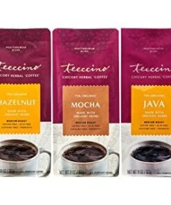 Teeccino Herbal Coffee Variety Pack - Hazelnut, Mocha and Java - Ground Herbal Coffee That’s Prebiotic, Caffeine-Free & Acid Free, Dark Roast, 11 Ounce (Pack of 3) 24 411QRtprj1L