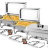 TigerChef Chafing Dish Buffet Set - Chaffing Dishes Stainless Steel - 3 Sets of Chafers and Buffet Warmer Sets: 6 Chafing Gels, 3 Slotted Spoons and Foldable Frame - Food Warmers for Parties Buffets 29 411gn1cGn7L
