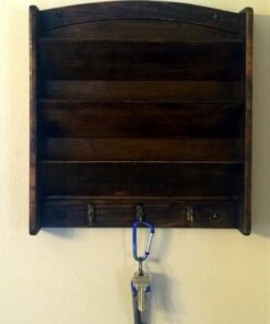 Home Basics Mail Organizer Wall Mount with Key Rack Hooks, Letter Holder For Office, Kitchen, Entryway, Pine 32 411wVfCftL