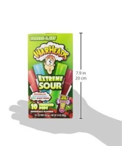 Warheads, Fat Free Freezer Pops, Assorted Flavors, Extreme Sour ,12 Boxes,10 - 1 oz pops per box,1 Ounce (Pack of 120) 1 Ounce (Pack of 120) 18 412P U3mkJL