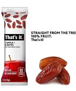 That's it. Apple + Dates 100% Natural Real Fruit Bar, Best High Fiber Vegan, Gluten Free Healthy Snack, Paleo for Children & Adults, Non GMO Sugar-Free, No Preservatives Energy Food (12 Pack) 16 4135SX57DdL