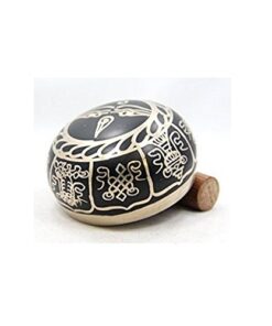 4" Exquisite Tibetan Singing Bowl Set for Meditation ~ Auspicious Eight Lucky Symbols, Buddha Eye & Dorje Painted ~ Silk Cushion & Wooden Mallet Included ~Handmade in Nepal by Thamelmart 28 413itSYmtmL 1