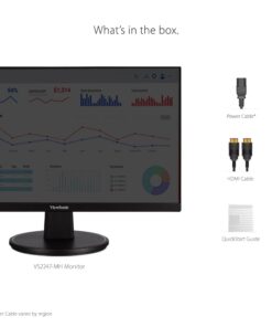 ViewSonic VS2247-MH 22 Inch 1080p Monitor with 75Hz, Adaptive Sync, Thin Bezels, Eye Care, HDMI, VGA Inputs for Home and Office, Black 22-Inch Thin-Bezels 14 414 mOSur0L