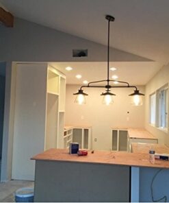 Globe Electric 64845 Nate 3-Light Pendant, Oil Rubbed Bronze, Clear Glass Shades, Bulb Not Included Without Bulb Oil Rubbed Bronze (3-Light) 41 416bBk3wVLL