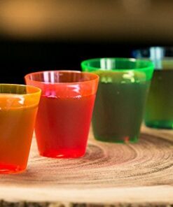 Party Essentials N439176 Hard Plastic 2-Ounce Shot/Shooter Glasses, 120-Count, Multi Neon 10 417o7maqd0L