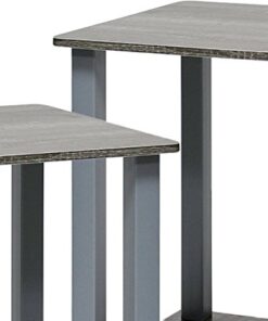 Furinno Simplistic Set of 2 End Table, French Oak Grey/Grey French Oak/Grey 2-Pack, Plastic Pole 15.6 x 15.6 31 418830yoquL