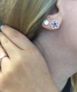 Amazon Collection Sterling Silver Sky Flower Stud Earrings Purple Amethyst 27 418K SIaSL