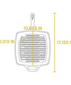 Lodge L8SGP3 Cast Iron Square Grill Pan, Pre-Seasoned, 10.5-inch 10.5 Inch 53 418RFPK71VL