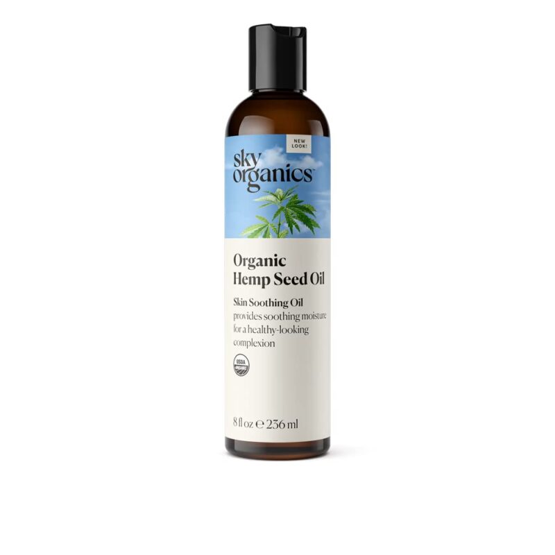 Sky Organics Organic Hemp Seed Oil for Face, 100% Pure & Cold-Pressed USDA Certified Organic to Nourish, Soothe & Strengthen, 8 fl. Oz.