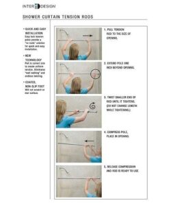 iDesign Astor Metal Tension, Adjustable Customizable Curtain Rod for Bathtub, Shower Stall, Closet, Doorway, 43-75", Brushed Stainless Steel,78570 43-75" Set of 1 31 418jxHtoT5L