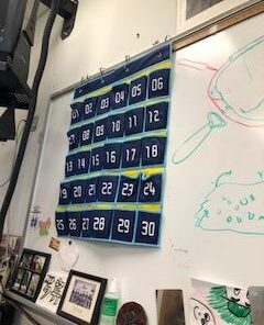 MISSLO Classroom Cell Phone Calculator Holder Numbered 30 Pockets Chart Hanging Wall Door Storage Organizer (Blue) 45 41AQT45tJeL