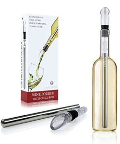 Family Care Wine Chiller 3-in-1 Stainless Steel Wine Bottle Cooler Stick Freezer with Aerator and Pourer Decanter for Merlot Beer Whiskey Cocktails Grape