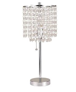 SH Lighting Crystal Inspired Table Desk Lamp - Features Convenient Pull Chain - 19" Tall Great for Bedrooms, Living Rooms, or Offieces - Chrome Silver 19 41B6x5T21GL