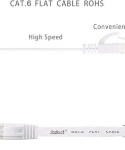 Cat 6 Ethernet Cable 15 ft, Outdoor&Indoor 10Gbps Support Cat7 Network, Flat Internet RJ45 LAN Patch Cords, Solid Cat6 High Speed Computer Wire with Clips for Router, Modem, PS4/5, Xbox, Gaming, White 15ft 24 41C4X76ScjL
